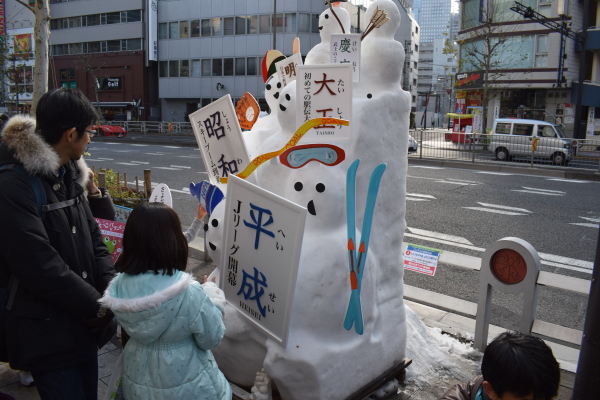 時代を振り返る雪だるま