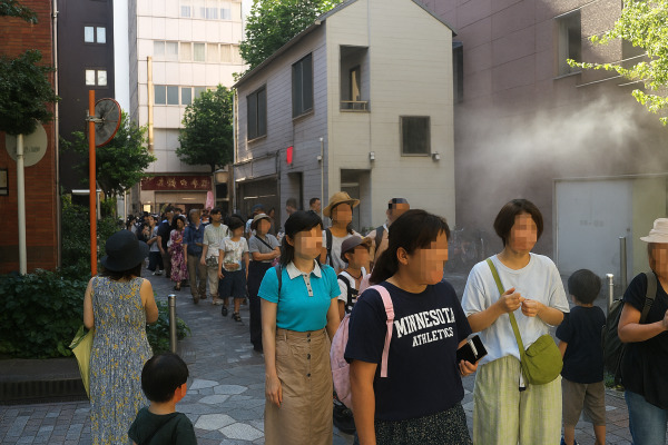 公園の外まで続いています